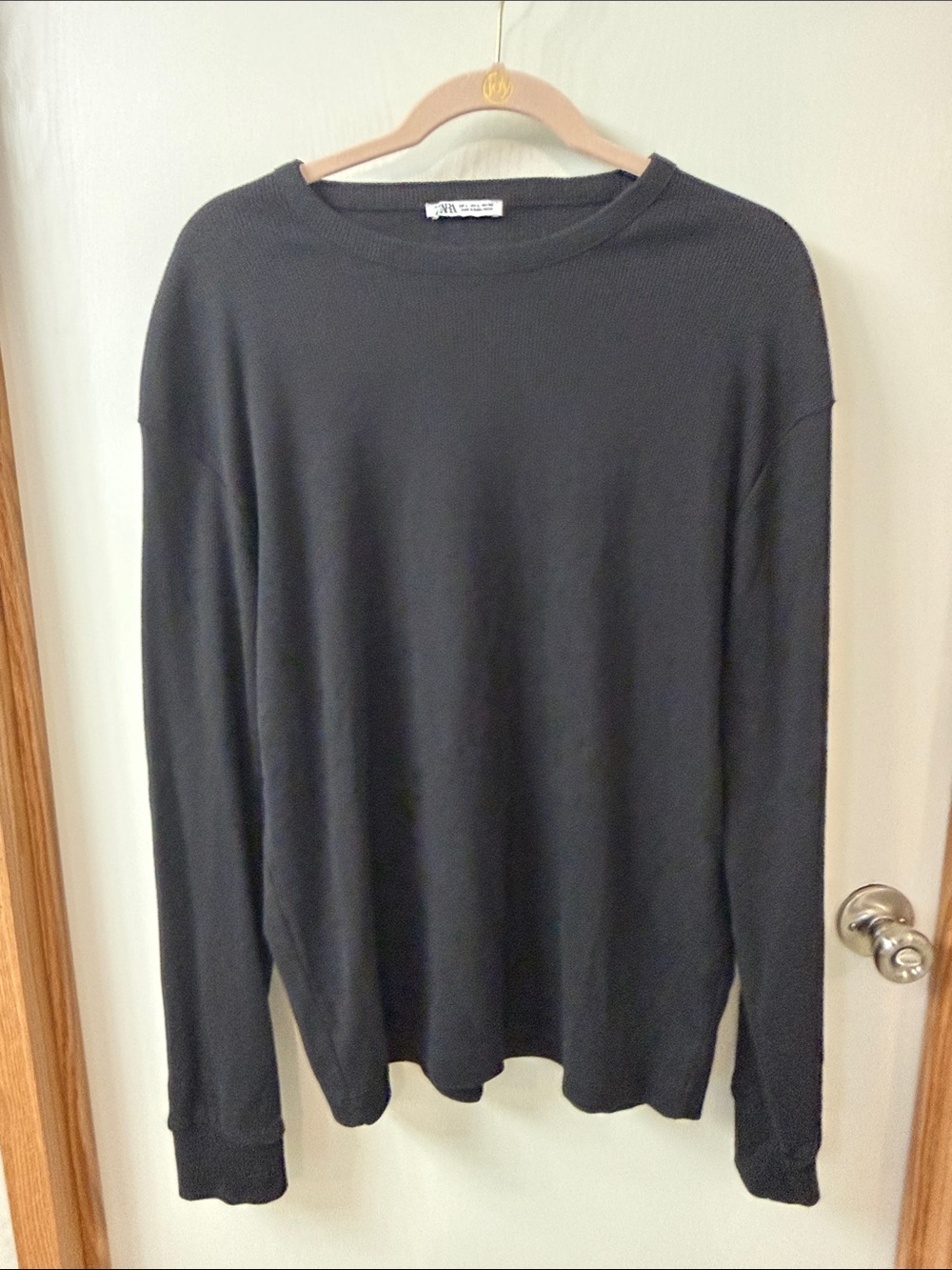 Zara Men's Black Crewneck Knit Sweater